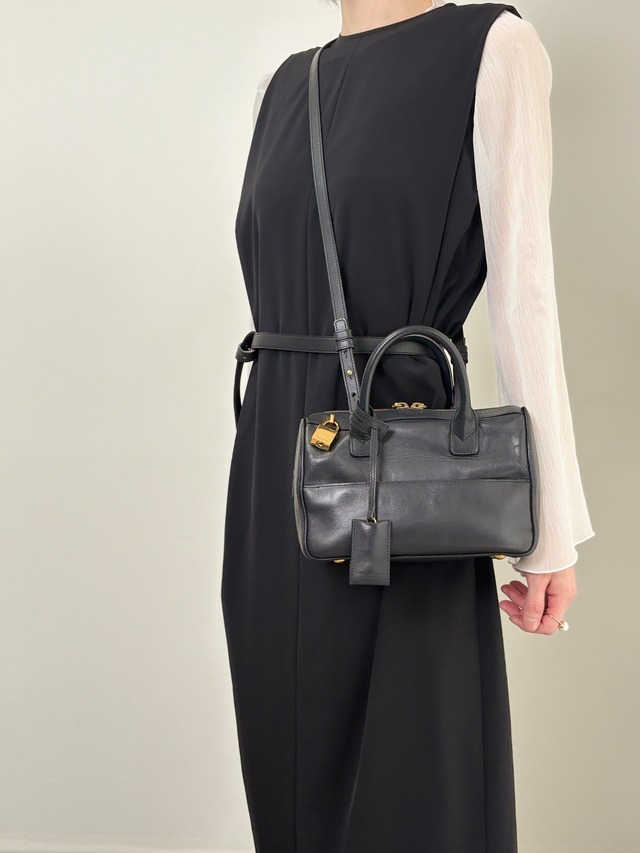 Yves Saint Laurent イヴ・サンローラン ショルダーバッグ ブラック ソフトダッフル レザー 2way ミニボストン vintage ヴィンテージ オールド 5fmarg
