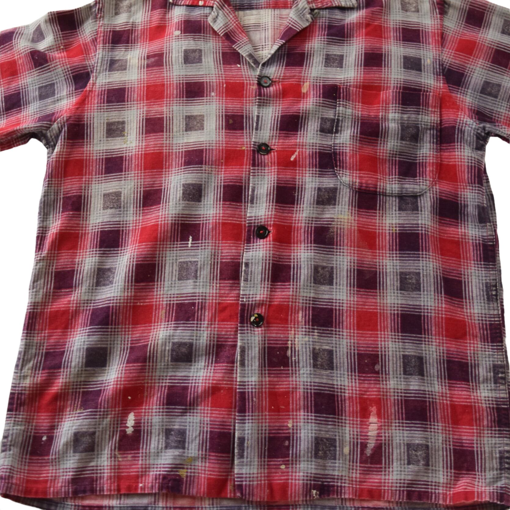 60'sVINTAGE Wash'nWearオープンカラープリントネルシャツ 【メーカー