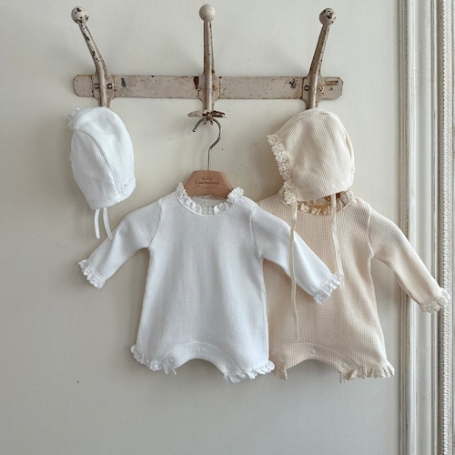 Waffle Rompers & Bonnet Set / monbebe