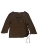 DoReMi Unique Series – Brown Side Drawstring 3/4 Sleeve Top
