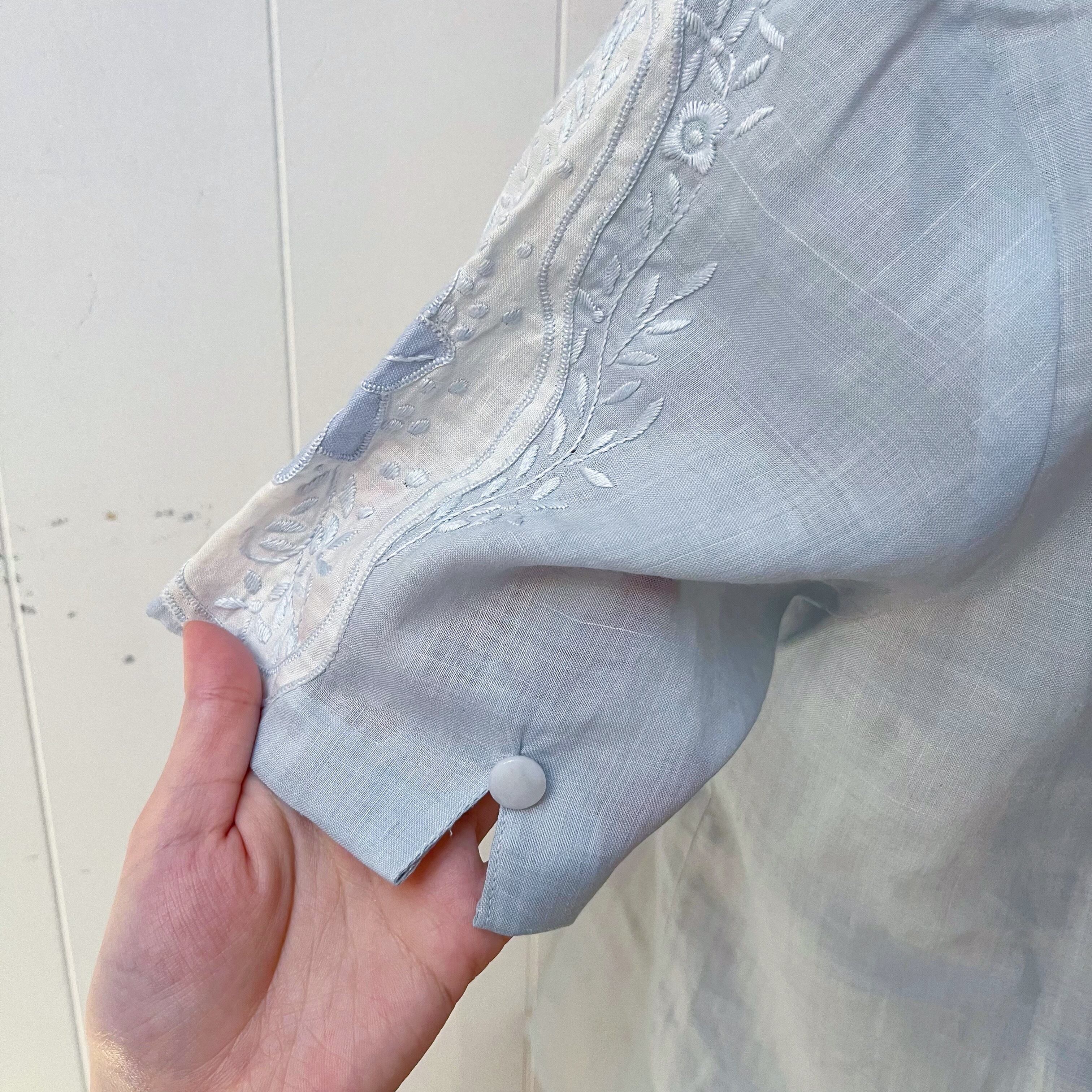 light blue embroidery blouse