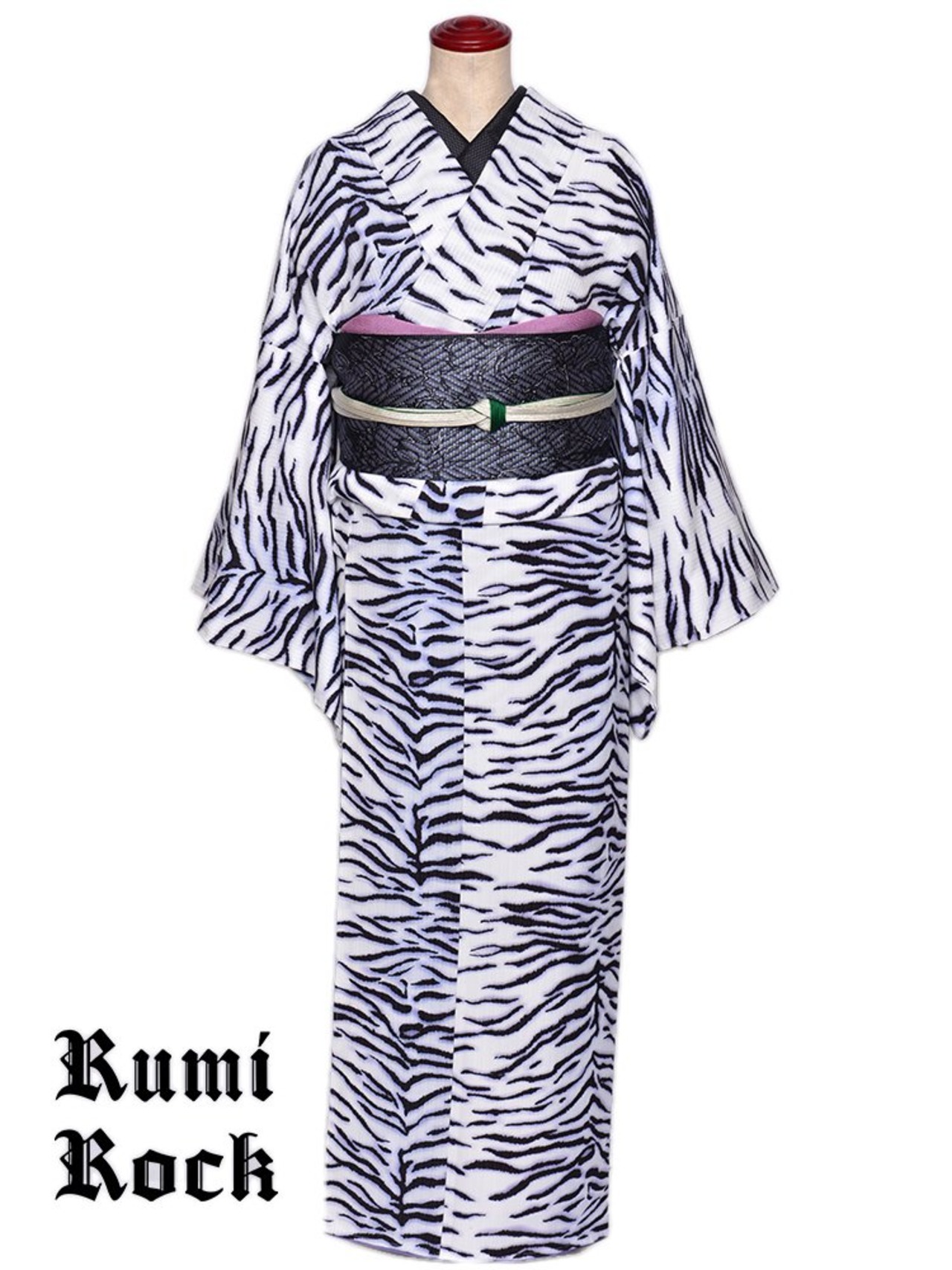 【受注商品】Rumi Rockきもの「ホワイトタイガー」　【A638]