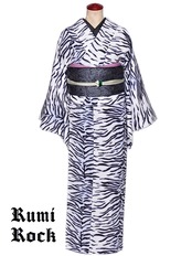 【受注商品】Rumi Rockきもの「ホワイトタイガー」　【A638]