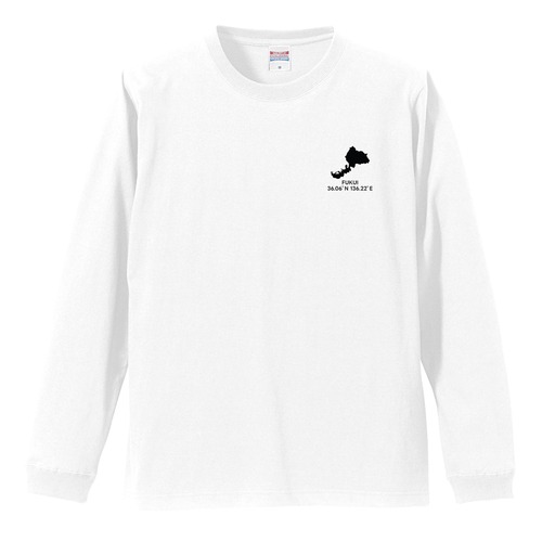 《福井》 緯度経度ミニマルロングスリーブTシャツ｜地図×地名×ワンポイントデザイン