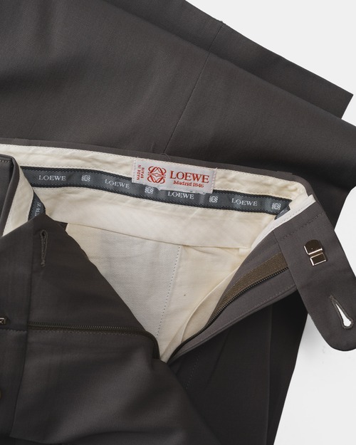 [1990s] "LOEWE" Wool Viscose 2-Tuck Trousers (Made in Spain)