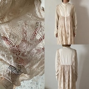 antique lace long gilet OP/cream