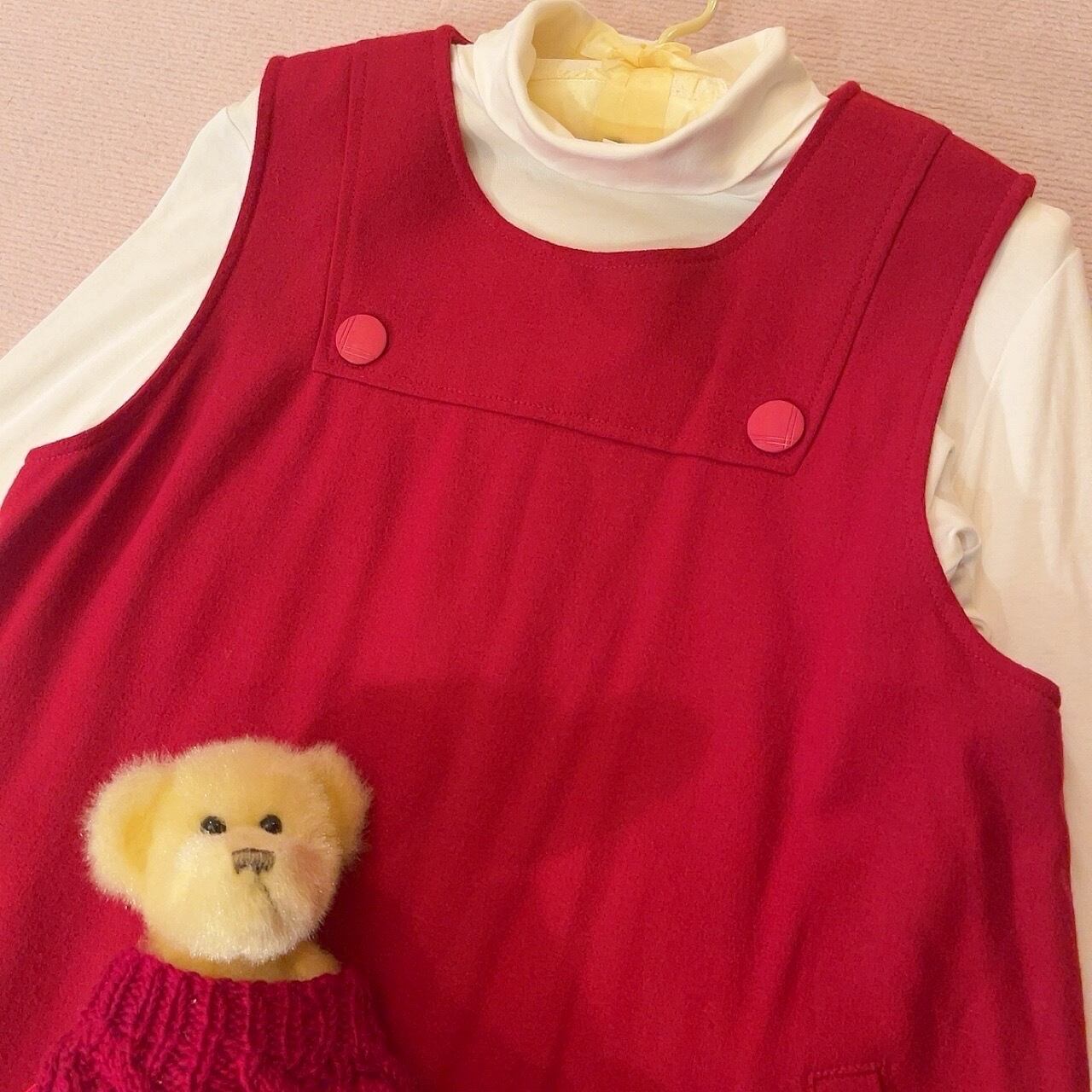 red button wool jumper skirt