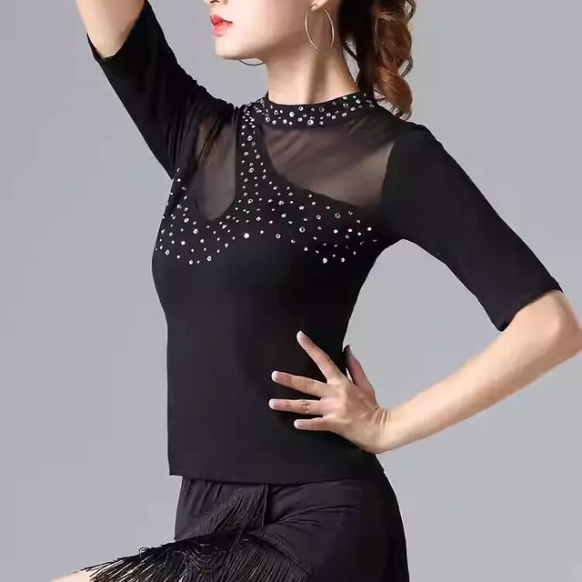 シースルースリーブ メッシュカット ビジュー カットソー  ds1453