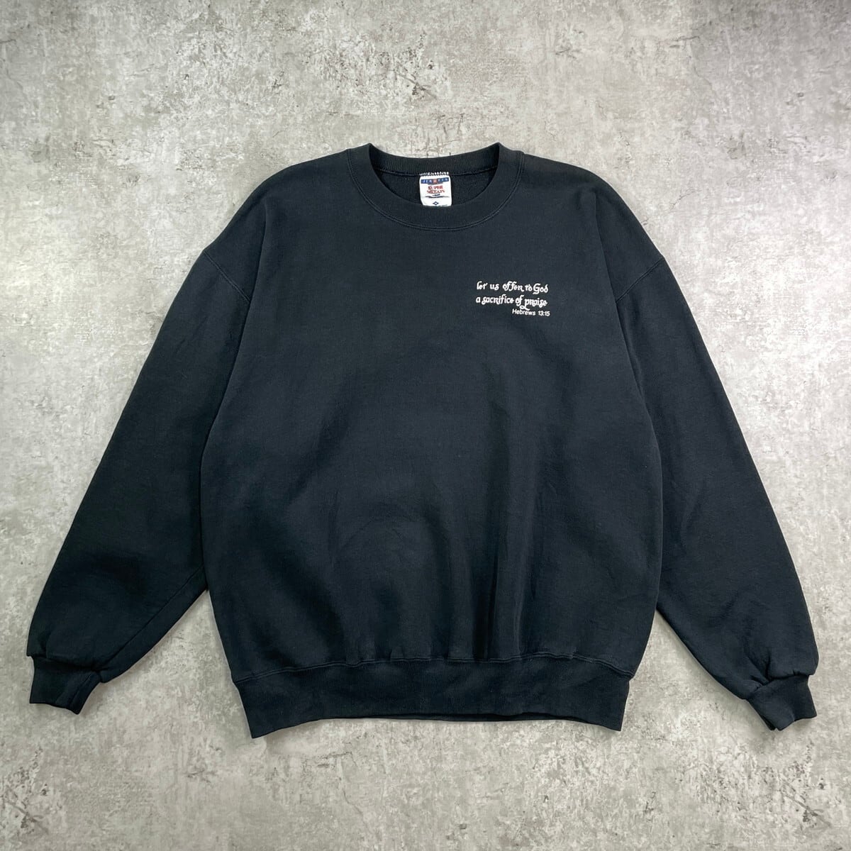 古着　90s　プリントスウェット　USA製 90年代 USA製 JERZEEZ メッセージプリント スウェットシャツ メンズXL