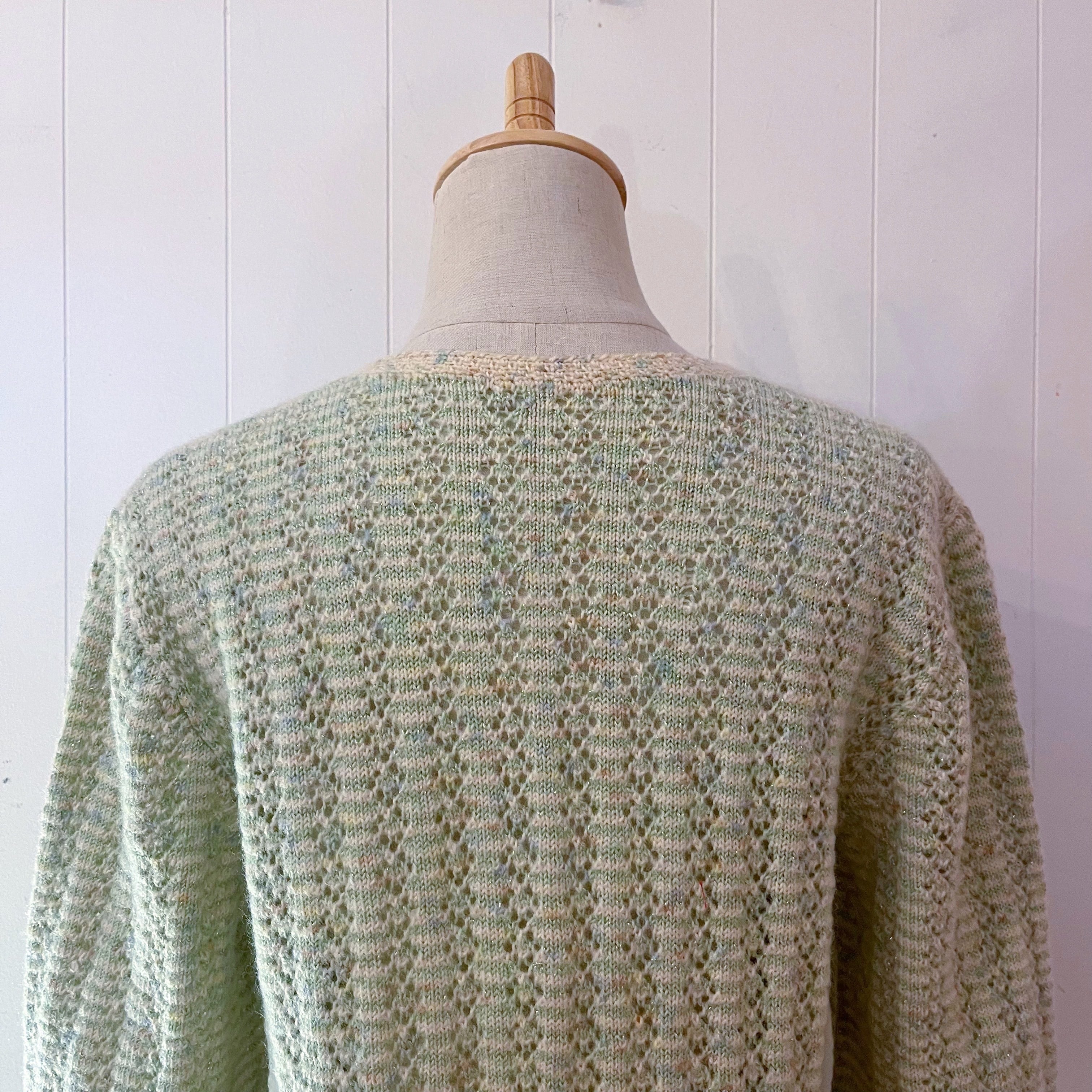 light green lame knit cardigan
