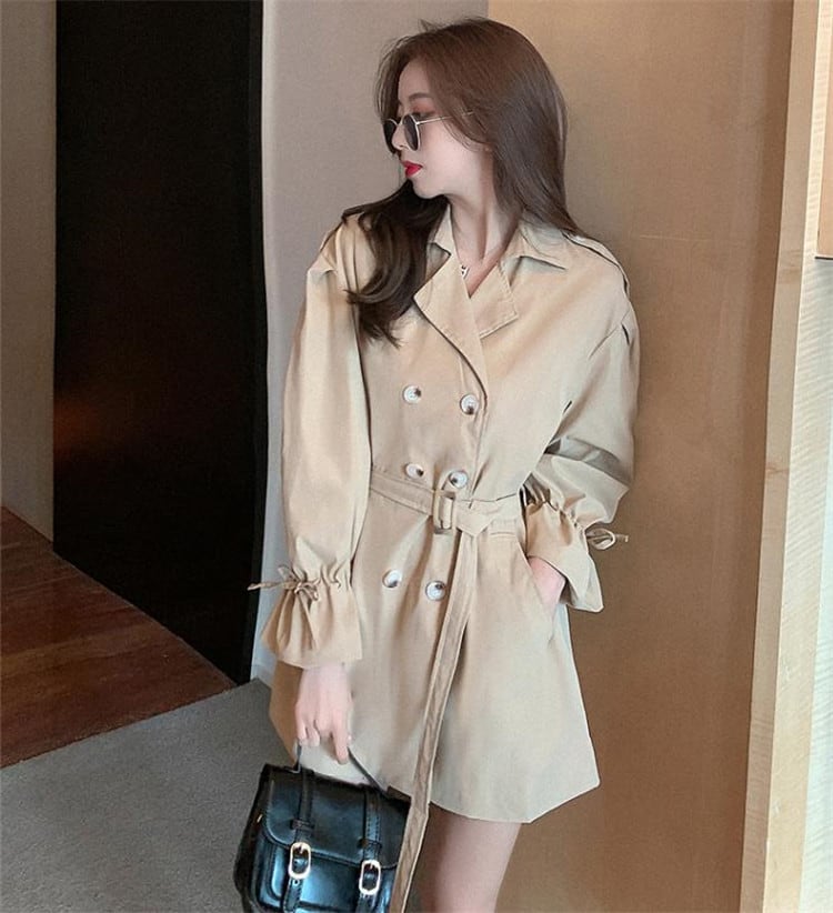 コーデが簡単に決まるから断然ラクチン 韓国ファッション トレンチコート 中・長セクション