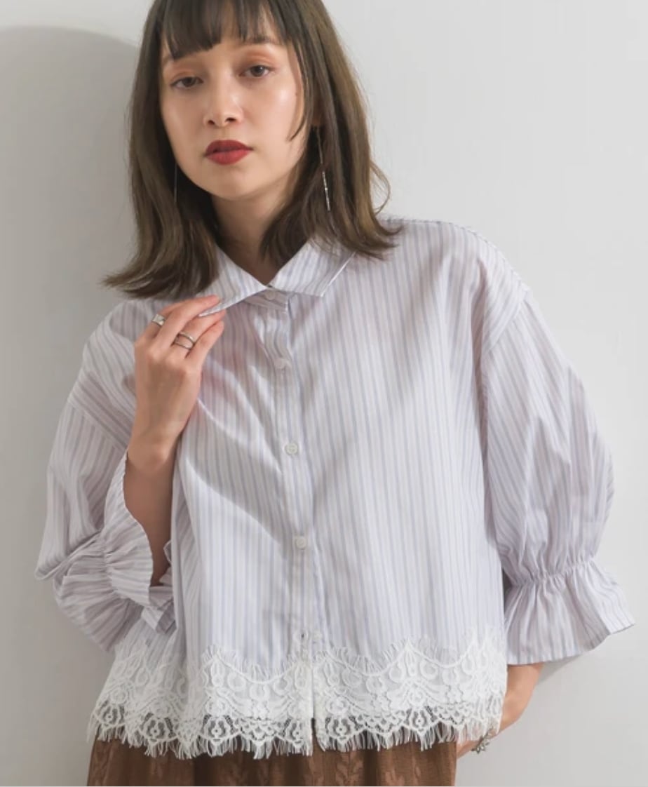 ナンバーミーTOKYO" STRIPE SHORT SHIRTS"WHITE