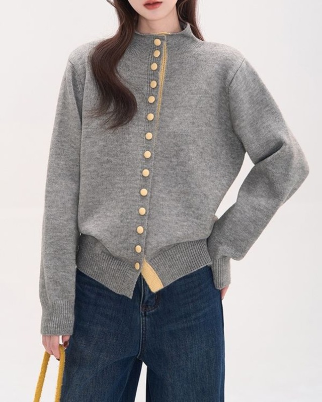 Color button mock neck knit ◇2color　TH3723