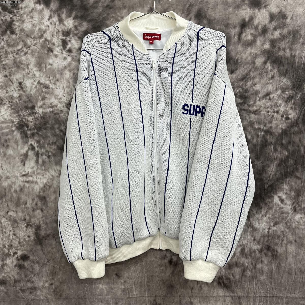 Pinstripe Varsity Zip Up Sweatersup