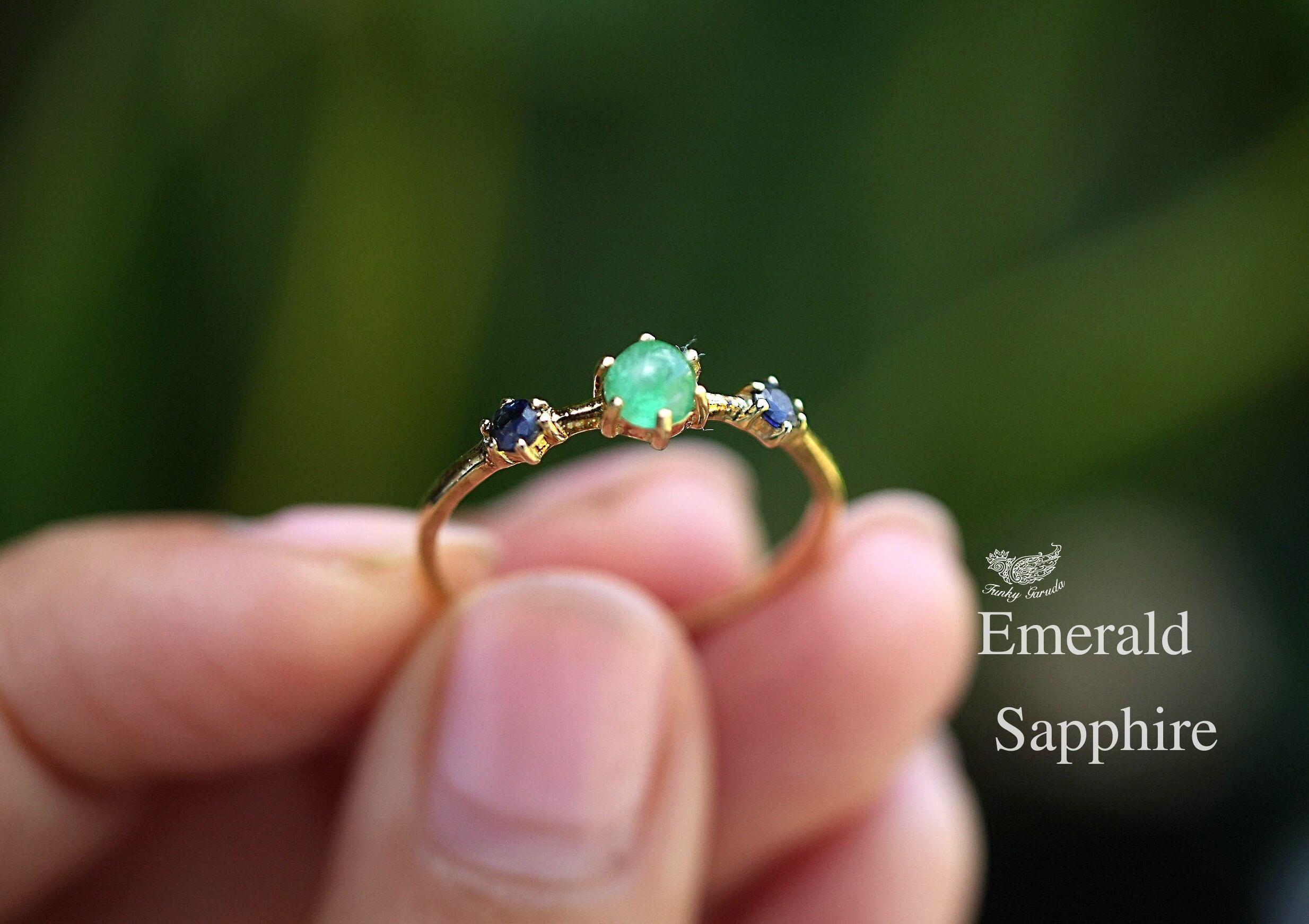 K18コーティング★Emerald Sappire★シルバーリング 1631