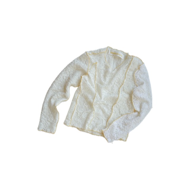 【osakentaro】wool lace top (yellow)