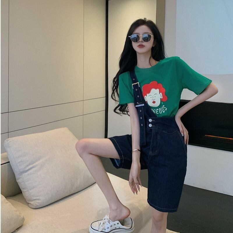 ジーンズ レディースサマーハイウェスト薄手パンツ ルーズショーツ 夏物 ブルマー ブラックストロベリース9537266293