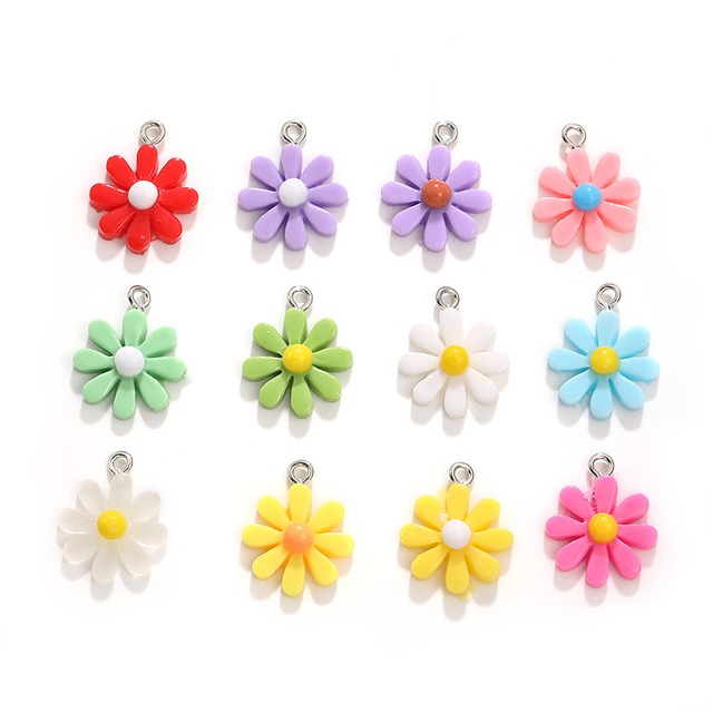 甘い7色のアクリル花ペンダント