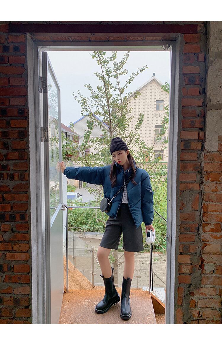 綺麗で快適な服 ダウンパッド入りジャケット 快適である スタンドカラー 学 短いスタイル