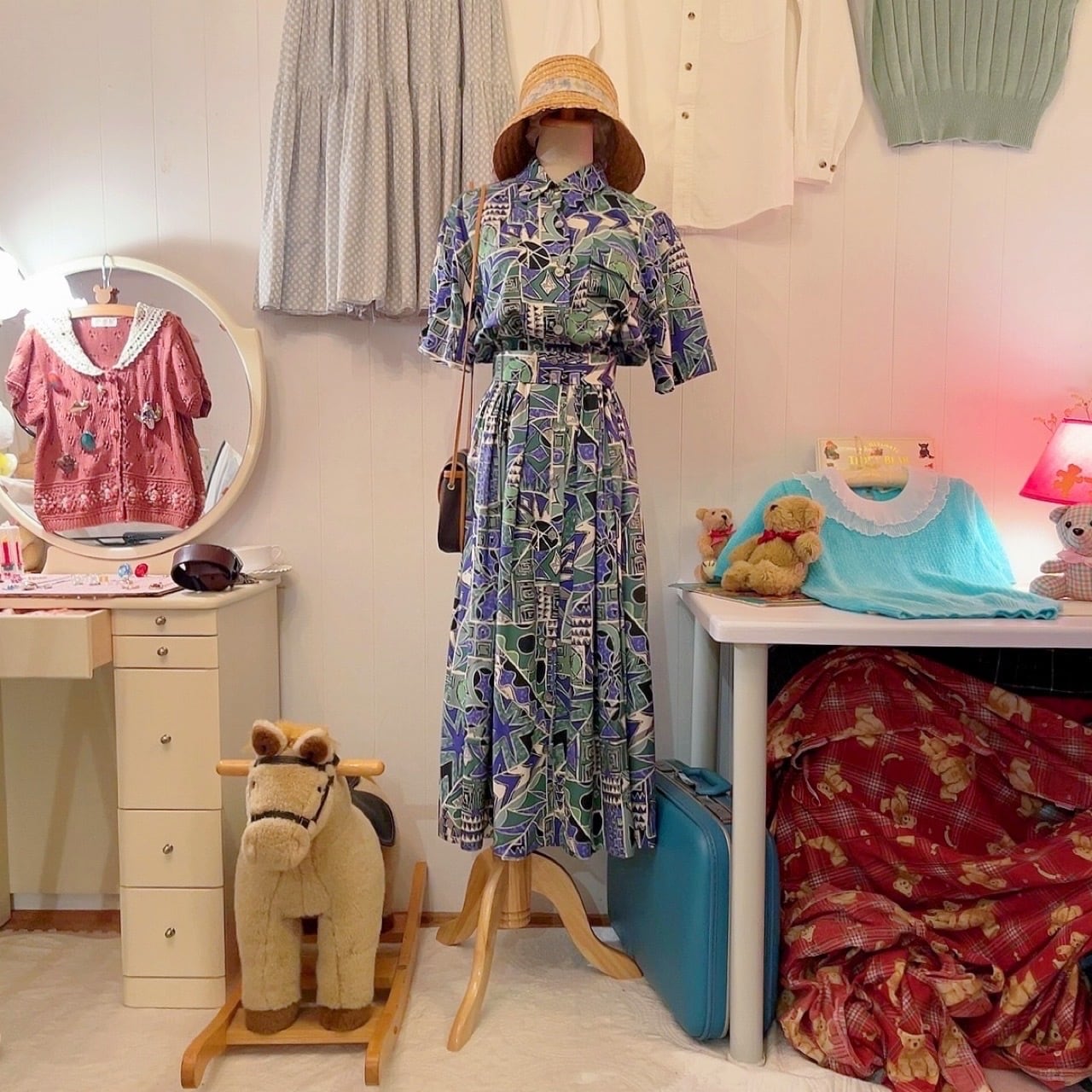 geometric front button one-piece