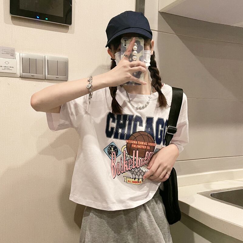 ホワイトショートTシャツ サマールーズ ストリート 夏物 試着室40365074105