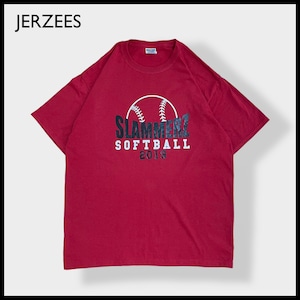 【JERZEES】プリント Tシャツ ソフトボール SOFTBALL バックプリント ロゴ 半袖 L US古着