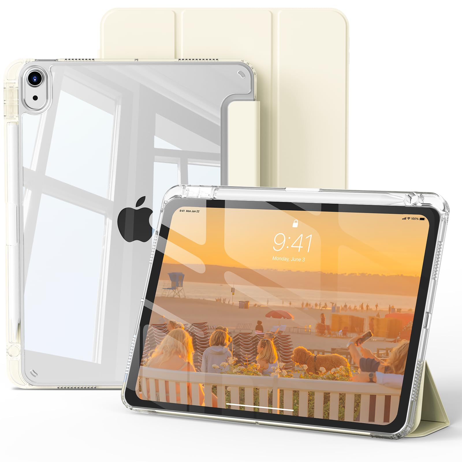 SZPSGC iPad A16 ケース 第11世代/第10世代 (2025/2022) 11/10.9インチ 透明 カバー ベージュ