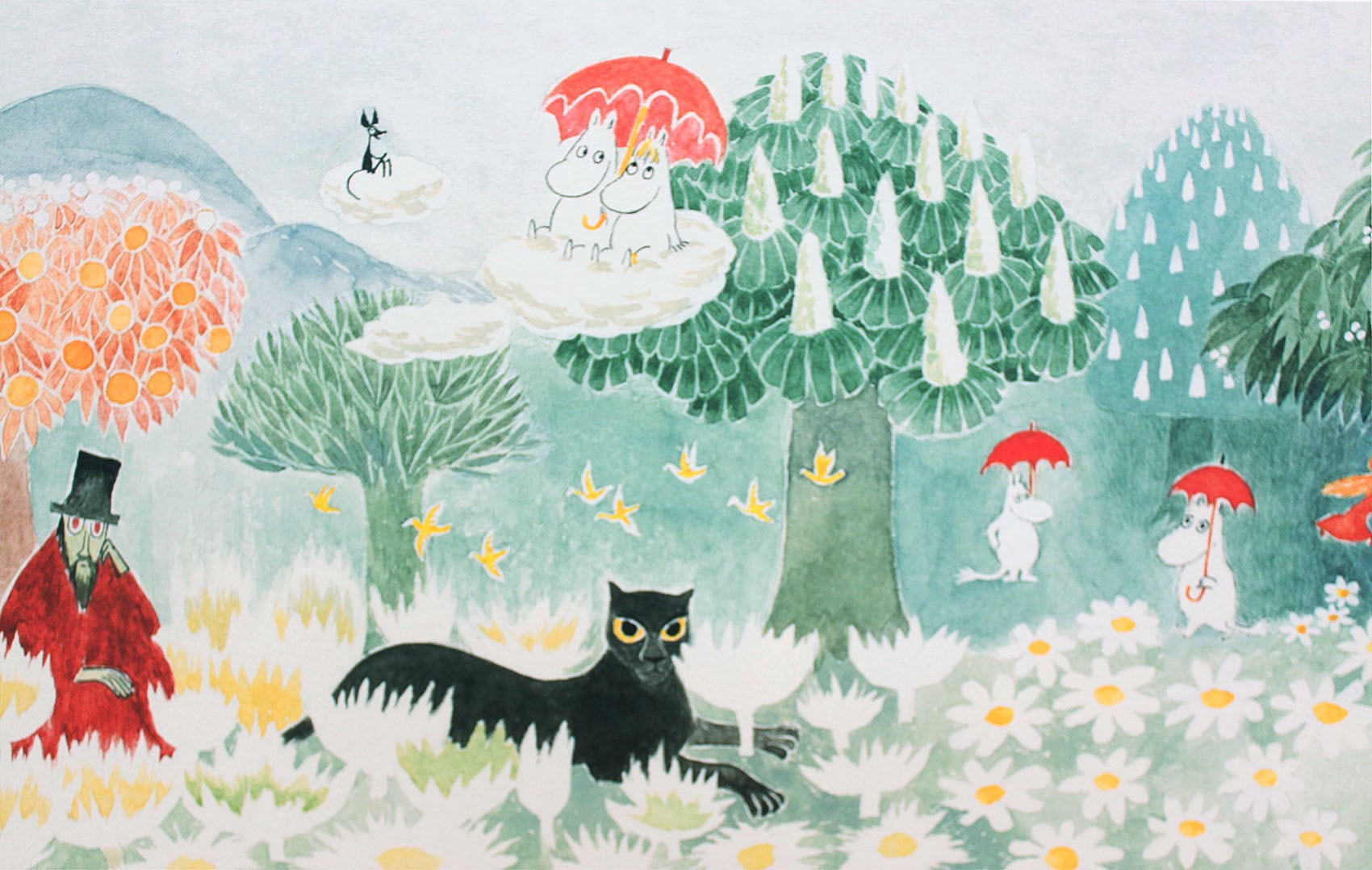 ムーミン 北欧 Putinki「飛行おにの帽子」送料無料 フレーム 展示用フック付アートポスター 絵画 インテリア アート