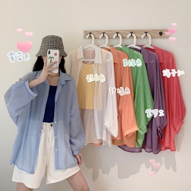 スーツ女性の2020年夏の新しい日焼け止め長袖シャツシャツスリムスリミングブラックベストボトミングシャツ 1号婦人82716165862