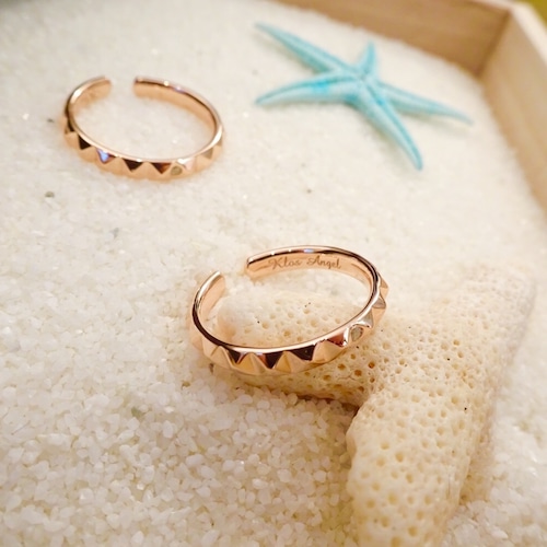 SilverStudsRing-Pink Gold-