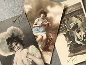 1900s france antique 永遠の少女と少年 ポストカード 3p