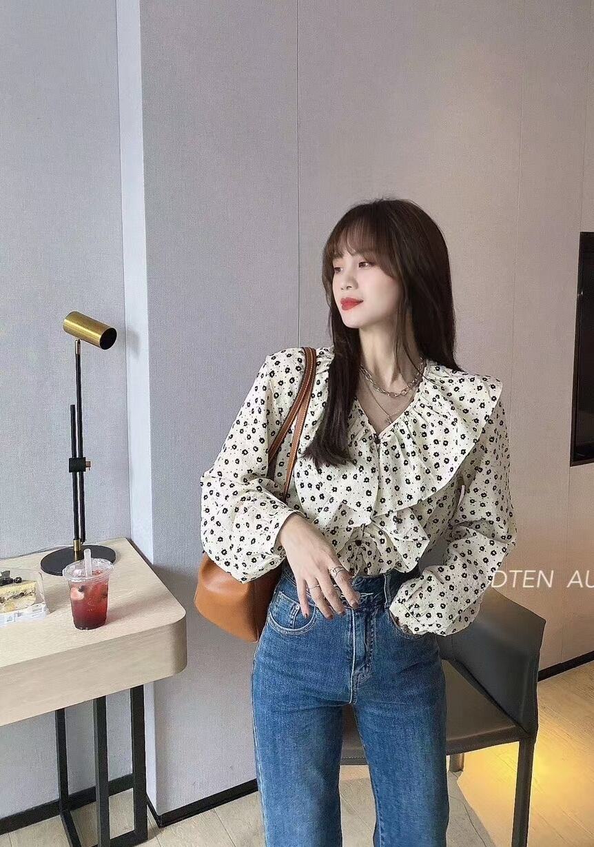 小花ドットフリルブラウス　AJ1079-819