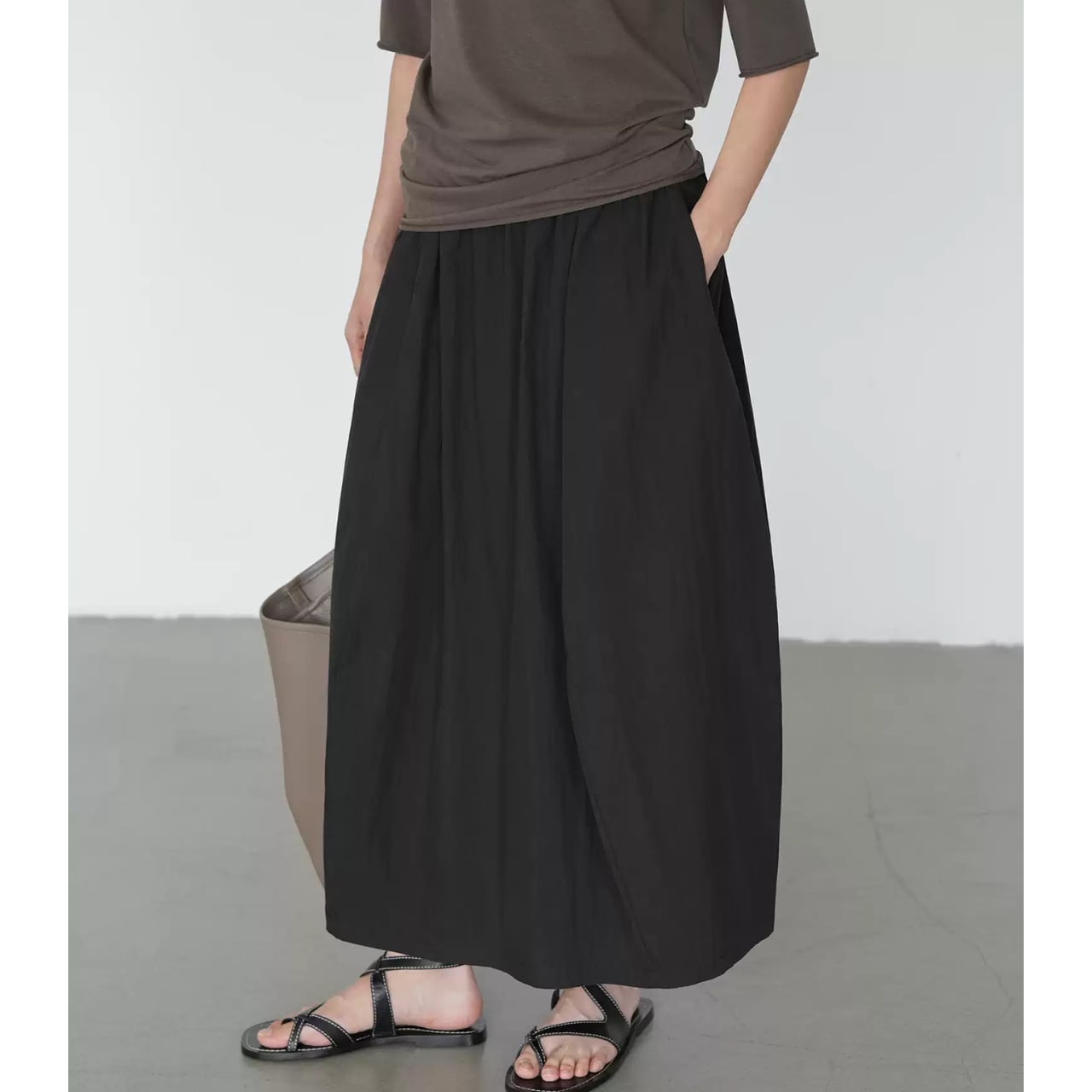 ボリュームフレアギャザーロングスカート SK3379