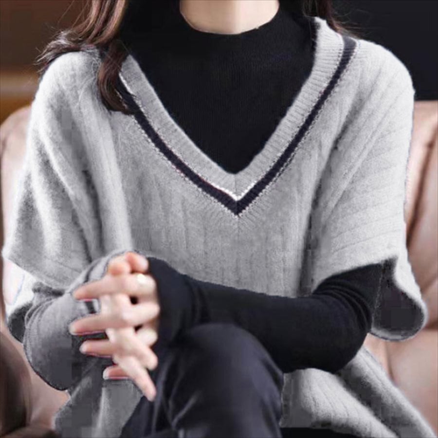 送料無料】 トップス 4色 ベスト 袖あり 半袖 Vネック プルオーバー