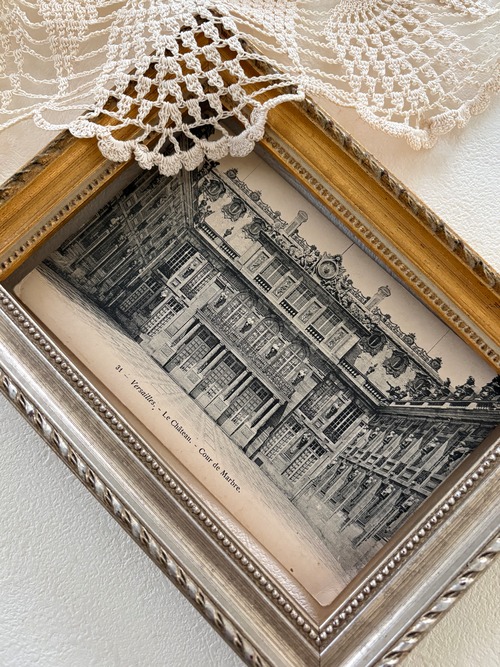 フランスアンティークカード Château de Versailles ヴェルサイユ宮殿  風景 建造物 額装 インテリア小物 撮影小物