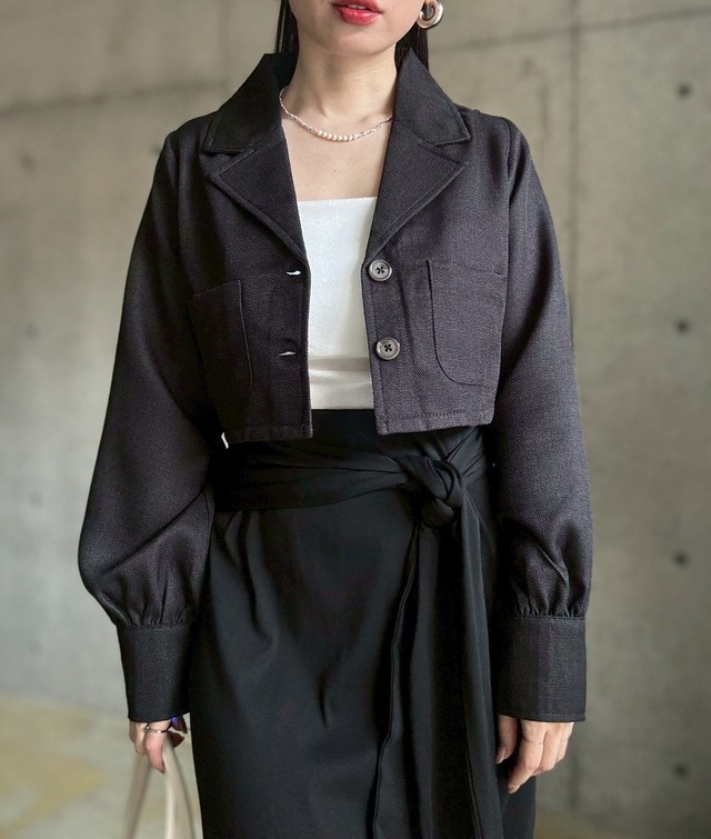 【3/14 21:00〜】 ショート丈テーラードジャケット【ブラック】