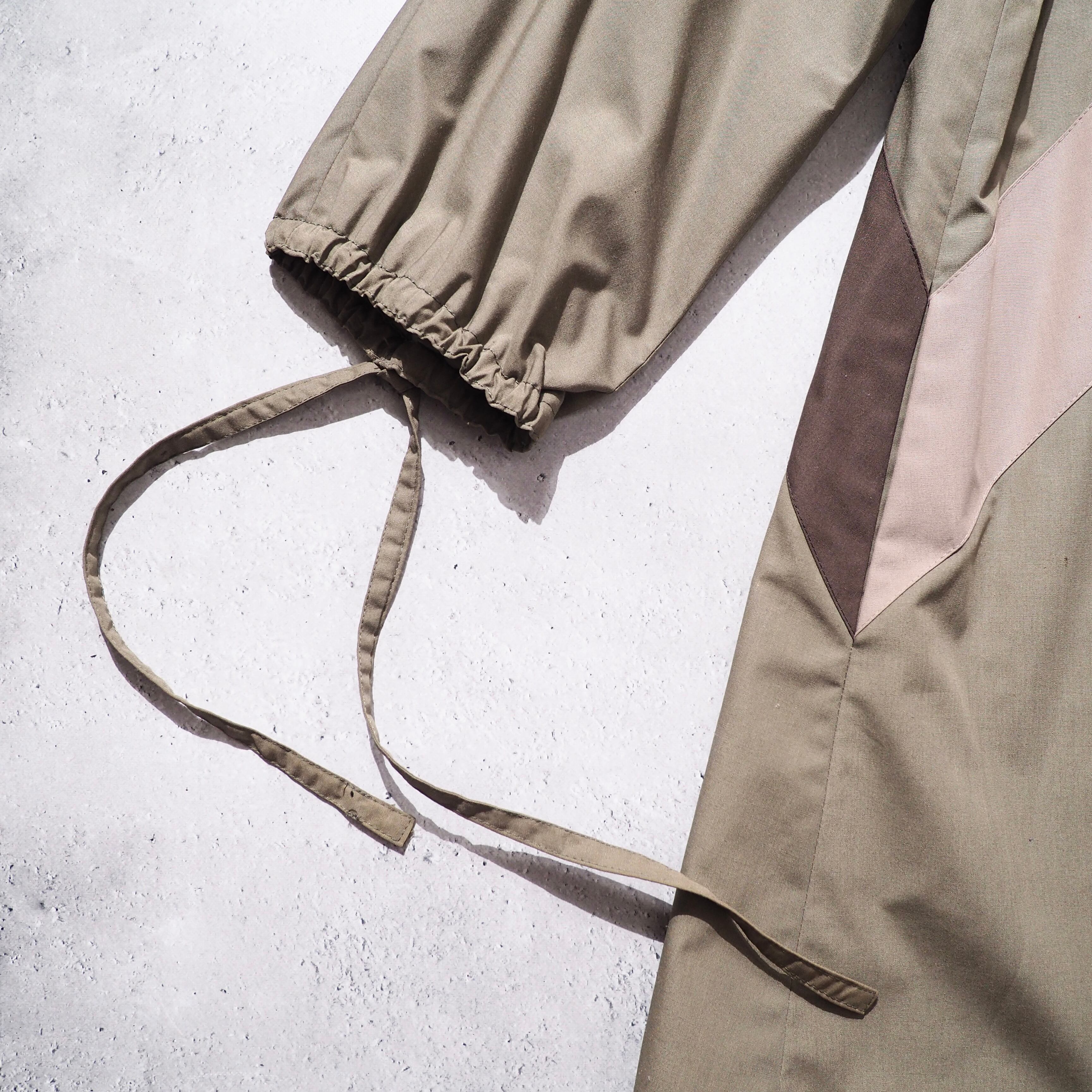 1980s " Unknown " Cross panel × Draw cord Design vintage Stand collar coat