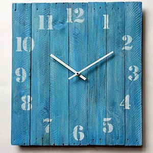 インテリア　メタルクロック Large Square Wood Rustic Wall Clock 20-inch -