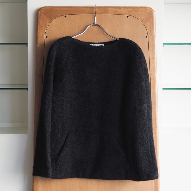 80s-90s EMPORIO ARMANI Black Shaggy Boatneck Sweater