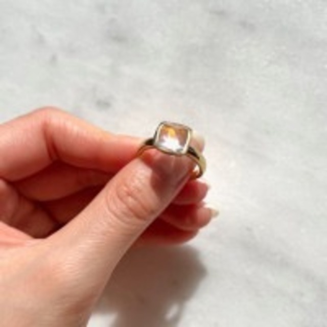 【バンコク☆ガネーシャ様の神前にてアチューメント】スターローズクォーツ　リング（スクエア）　（14.5号）　商品番号5228