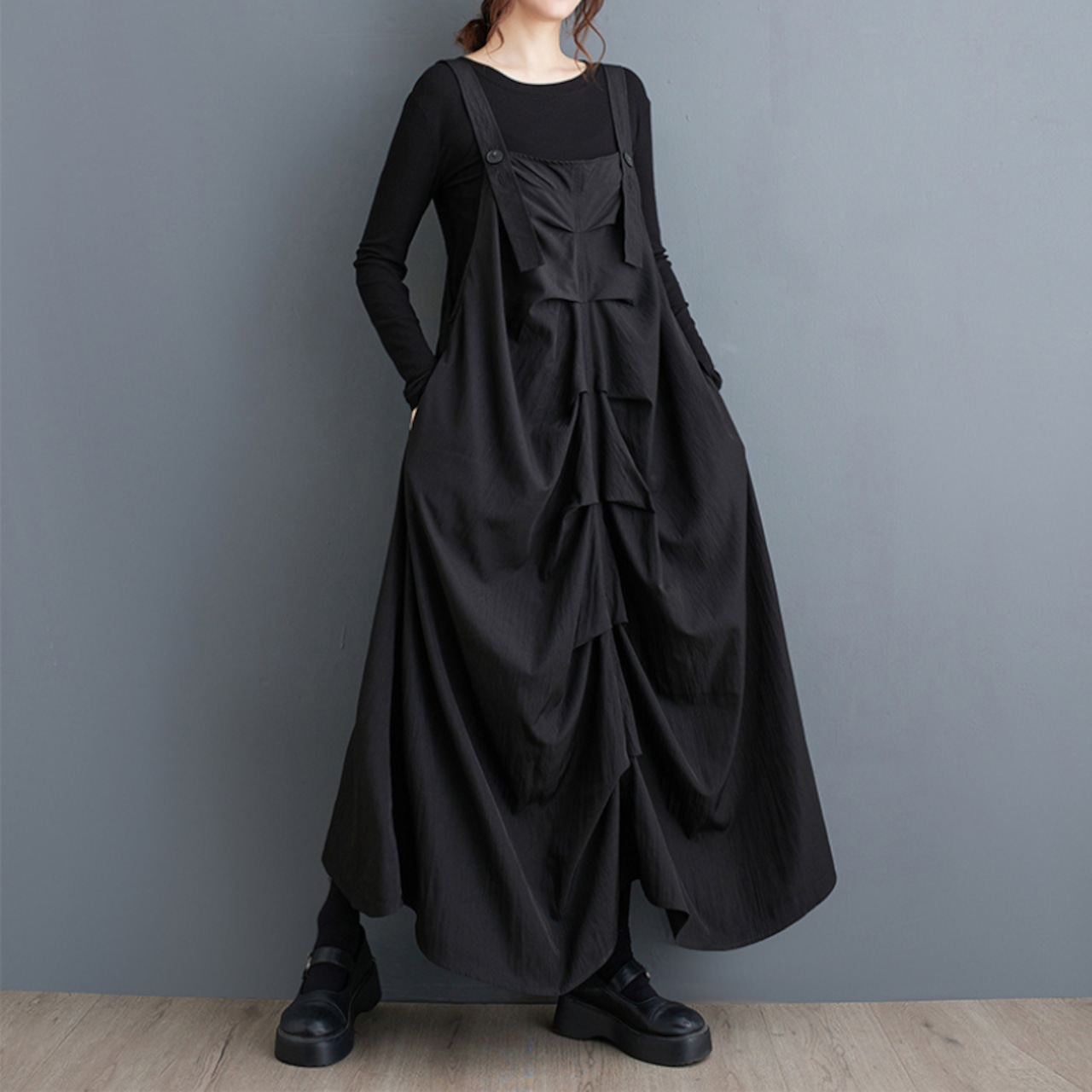 ギャザー サスペンダースカート 00052