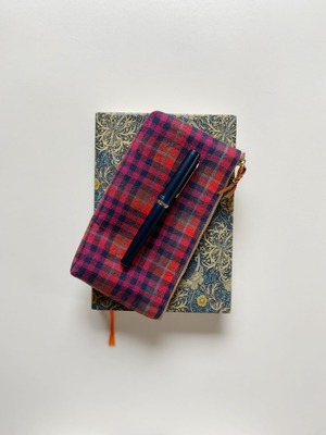 【20cm】Hand-woven long pouch / Madras check  手織りロングポーチ マドラスチェック