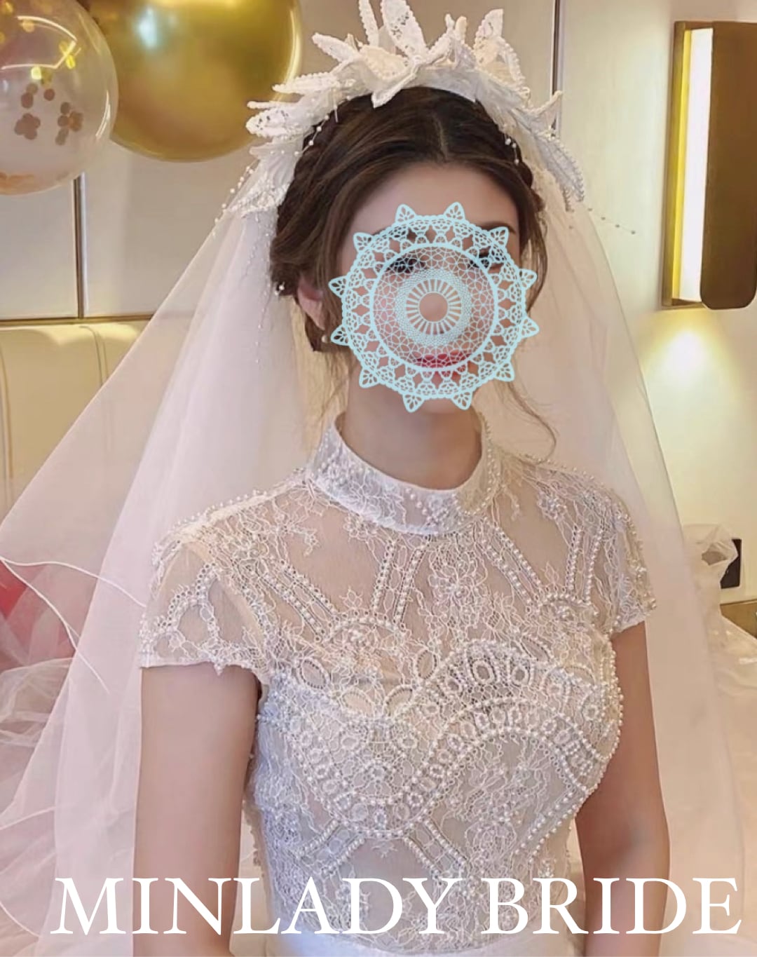 ホワイト ウェディングベール 花モチーフ 約80cm 華やか フラワー