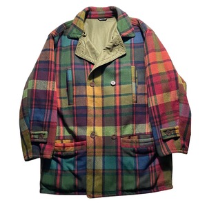 vintage VERSACE SPORT check wool × peach skin reversible coat