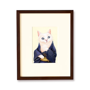 浴衣姿の白猫 原画 / The White Cat in a Yukata Original Artwork