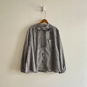 C52898 【Marin】Lawn Gingham Bow-tie Blouse