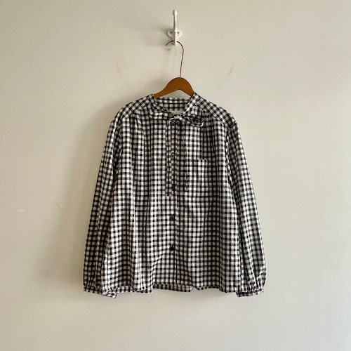C52898 【Marin】Lawn Gingham Bow-tie Blouse