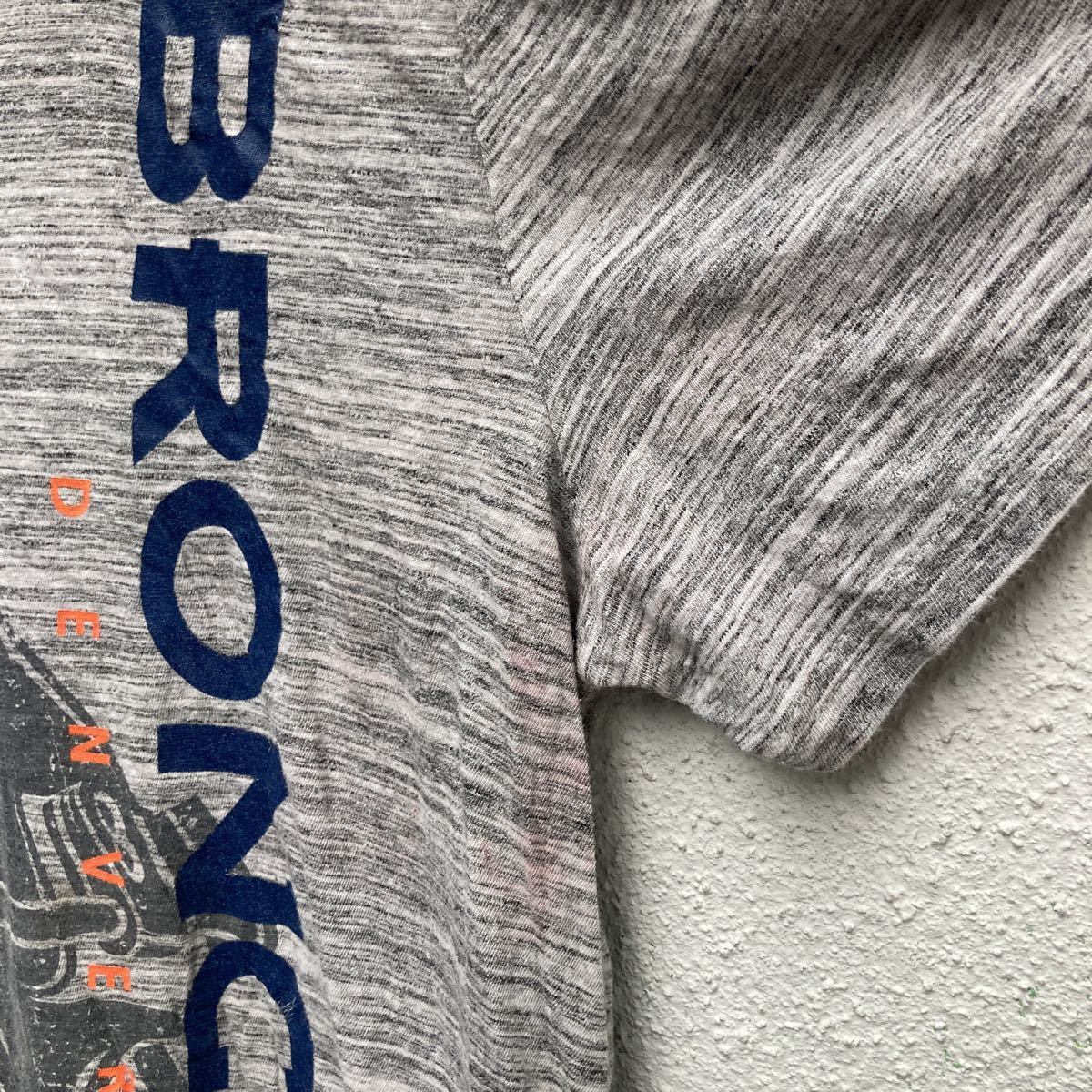NFL 半袖 プリント Tシャツ L グレー ブルー オレンジ デンバー