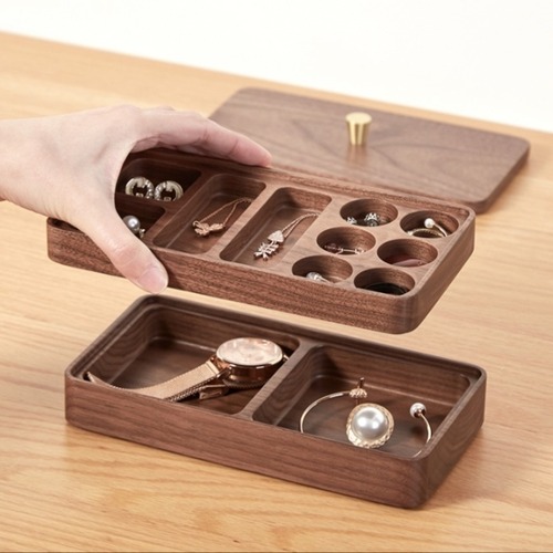 ジュエリーボックス 木製 2段 スタッキング式 アクセサリーケース 宝石箱 収納ボックス 重ね式 カスタマイズ おしゃれ