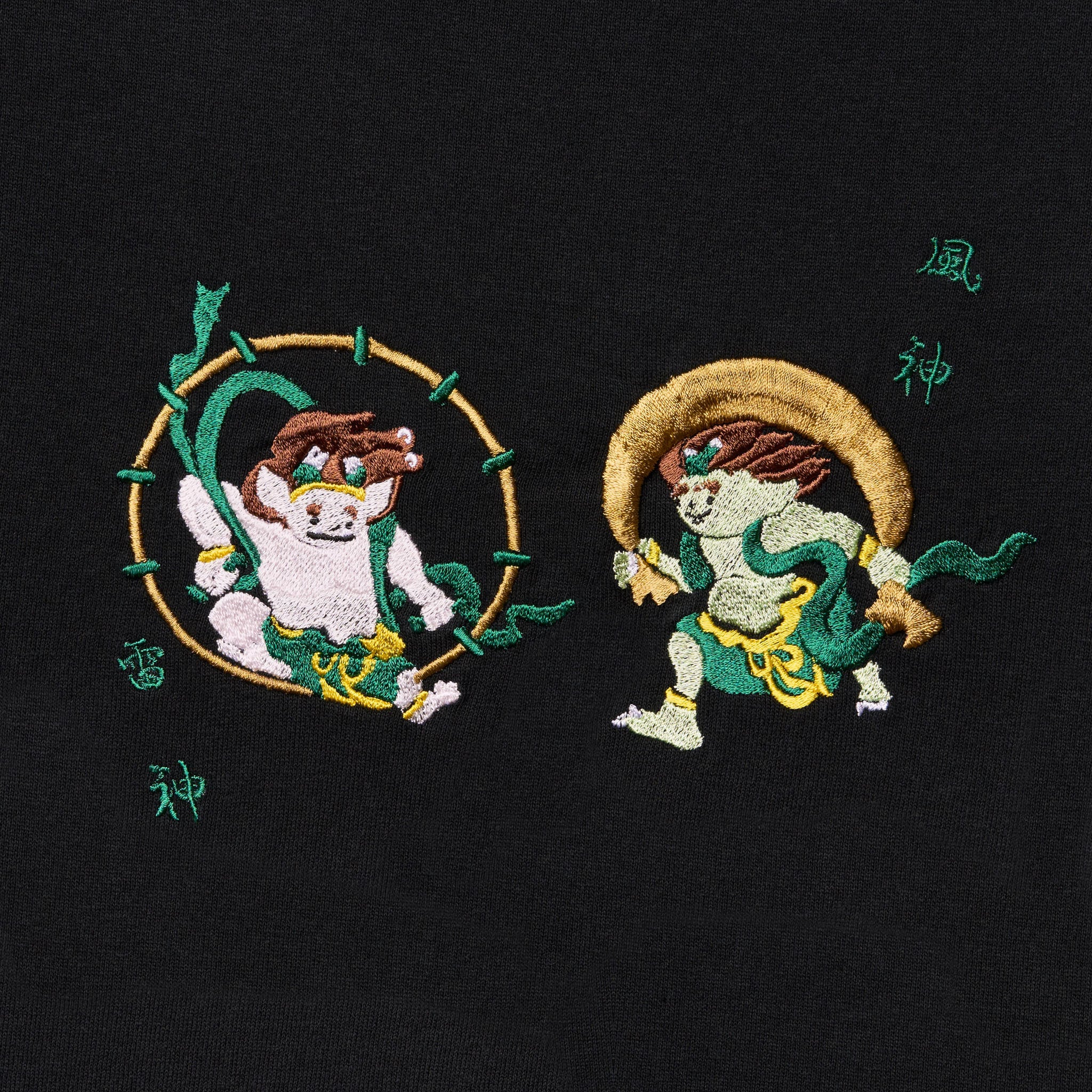 風神雷神 仏像 オーセンティックスーパーTシャツ (刺繍) 7.1oz